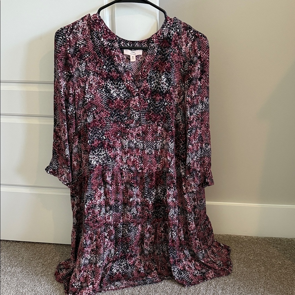 Como Vintage Pink and Black Patterned Dress